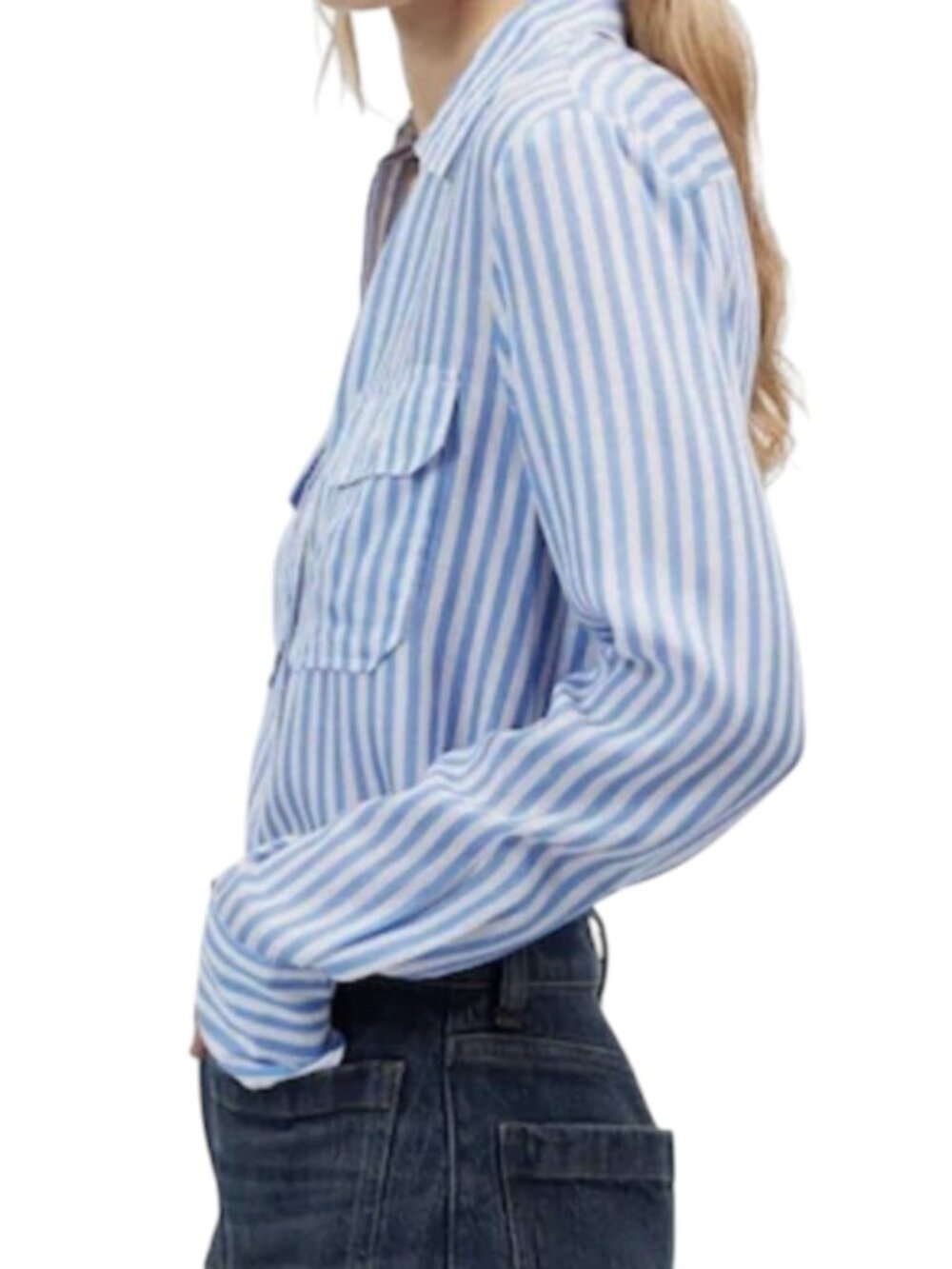 Madewell Stripe Utility Pocket Button-Up Shirt I Size: 14 - Picture 2 of 9